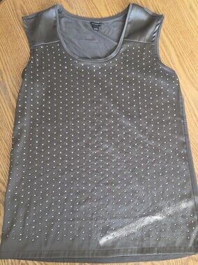 Ann Taylor Studded Sleeveless Blouse Small Brown Embellished Top